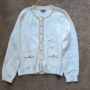Adrianna Papell Cream Textured Cardigan
